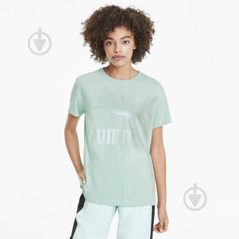 Футболка Puma Classics Logo Tee 59551494 р.XS зелений - фото 1