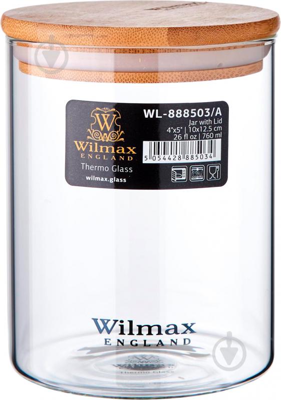 Банка для сыпучих с бамбуковой крышкой 760 мл Thermo WL-888503/A Wilmax - фото 1