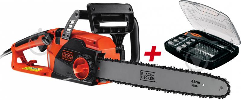 Пила ланцюгова електрична Black+Decker CS2245 + набір інструментів Black+Decker А7062 - фото 1