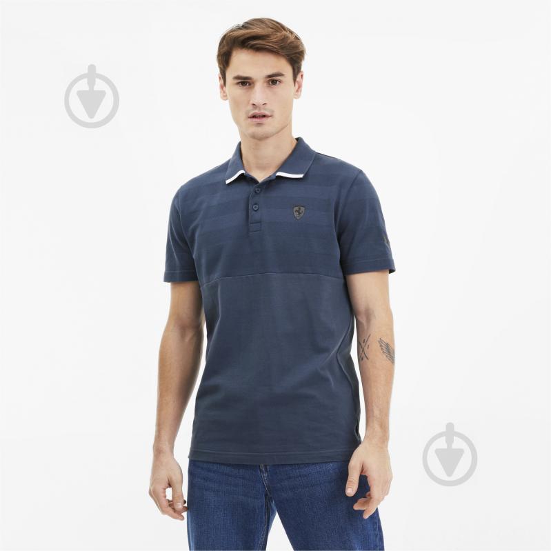 Поло Puma Ferrari Striped Polo 59612305 р.XL темно-синій - фото 1