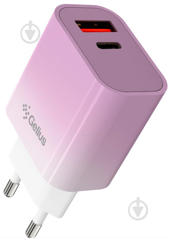 Мережевий зарядний пристрій Gelius Merge GP-HC060 GAN USB + Type-C Violet - фото 1