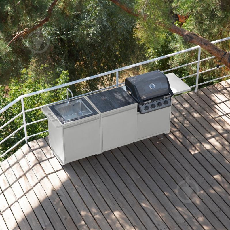 Кухня OXA уличная 2+1 полка под газовый гриль, мойка, полки белые - фото 4 Кухня OXA уличная 2+1 полка под газовый гриль, мойка, полки белые - фото 4