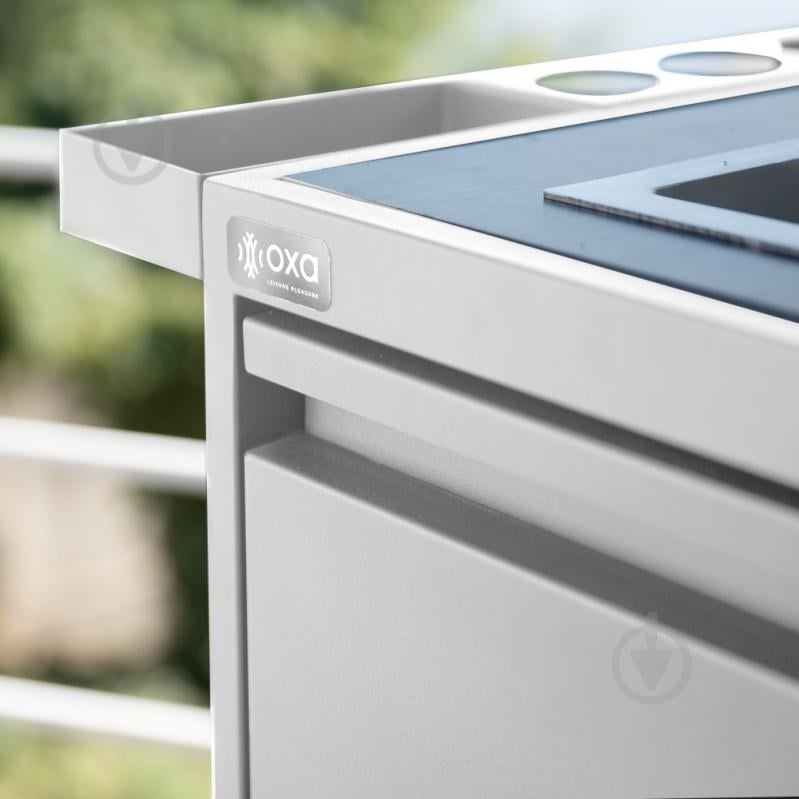 Кухня OXA уличная 2+1 полка под газовый гриль, мойка, полки белые - фото 2 Кухня OXA уличная 2+1 полка под газовый гриль, мойка, полки белые - фото 2