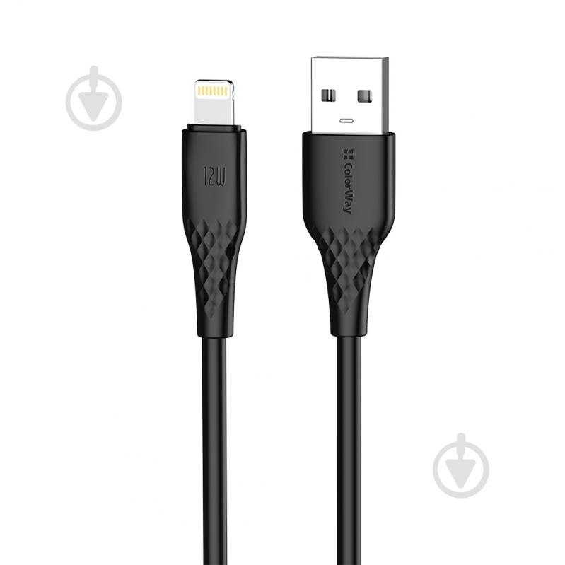 Дата-кабель ColorWay USB - Apple Lightning (textured PVC) 3А 2 м black (CW-CBUL095-BK) - фото 3 Дата-кабель ColorWay USB - Apple Lightning (textured PVC) 3А 2 м black (CW-CBUL095-BK) - фото 3