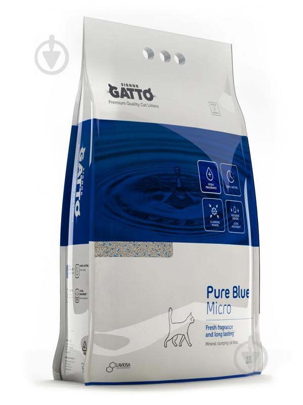 Наполнитель для кошачьего туалета SIGNOR GATTO бентонитовый Pure Blue Micro 10 л - фото 1