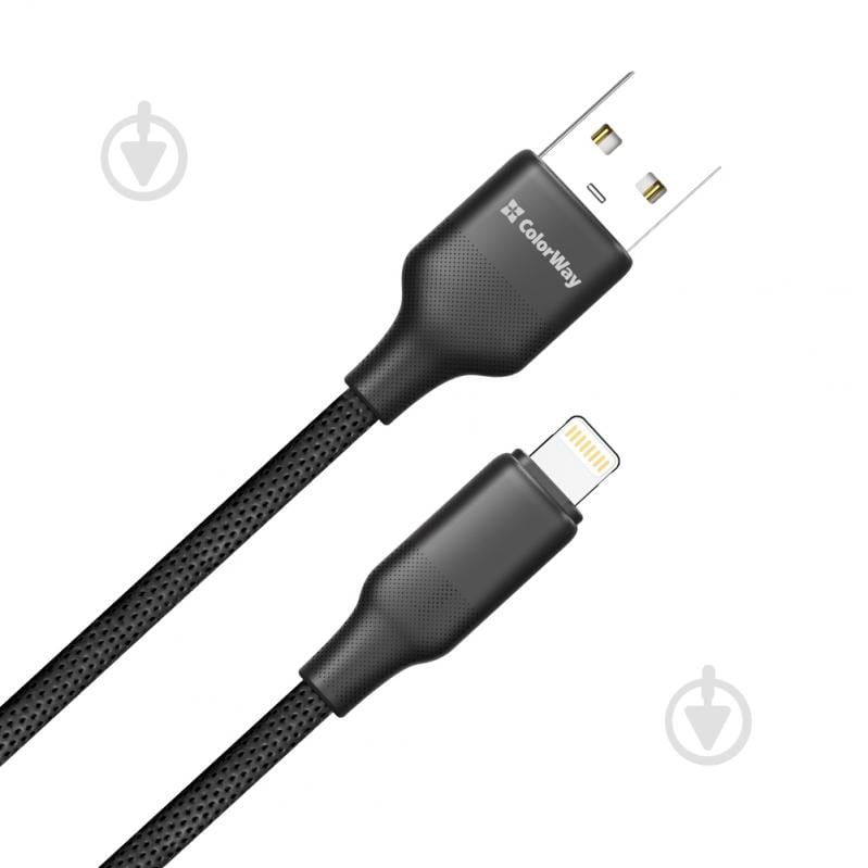 Дата-кабель ColorWay USB - Apple Lightning (TPE embossed) 3А 2 м black (CW-CBUL102-BK) - фото 4 Дата-кабель ColorWay USB - Apple Lightning (TPE embossed) 3А 2 м black (CW-CBUL102-BK) - фото 4