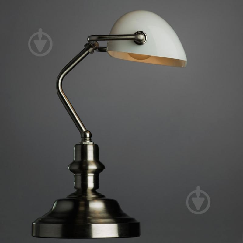 Настільна лампа декоративна Arte Lamp A2491LT-1SS Banker 1x60 Вт E27 матове срібло - фото 2