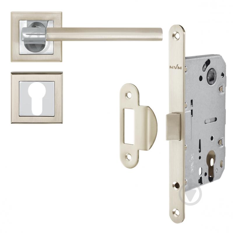 Комплект PZ Linde A-2006 SN/CP-5 PZ 85 мм матовый никель/полированный хром без петель - фото 1