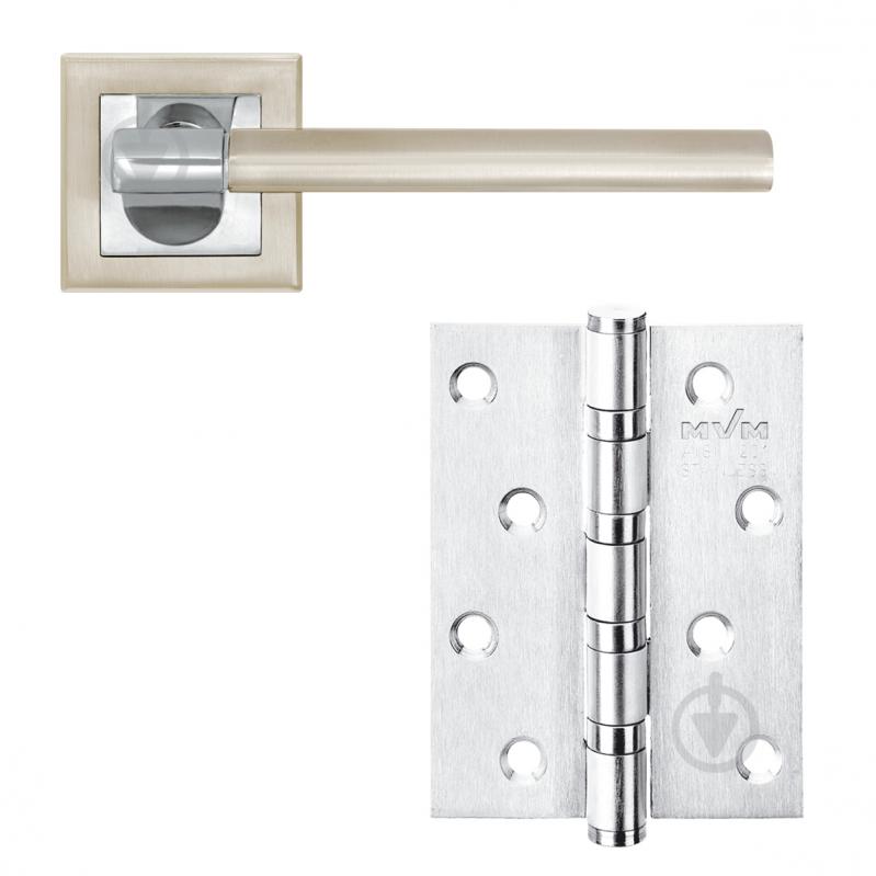 Комплект без запирания Linde A-2006 SN/CP-7 матовый никель/полированный хром с петлями - фото 1 Комплект без запирания Linde A-2006 SN/CP-7 матовый никель/полированный хром с петлями - фото 1