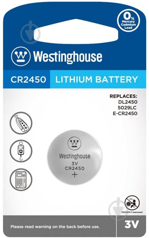 Батарейка Westinghouse Lithium CR2450 1 шт. (CR2450-BP1) - фото 1