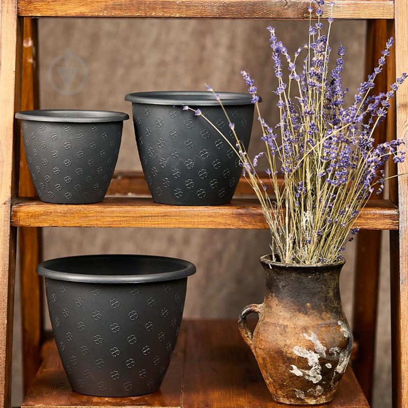 Вазон пластиковий Верона D15х11,5 см круглий граніт 1,1 л Алеана - фото 2 Вазон пластиковий Верона D15х11,5 см круглий граніт 1,1 л Алеана - фото 2