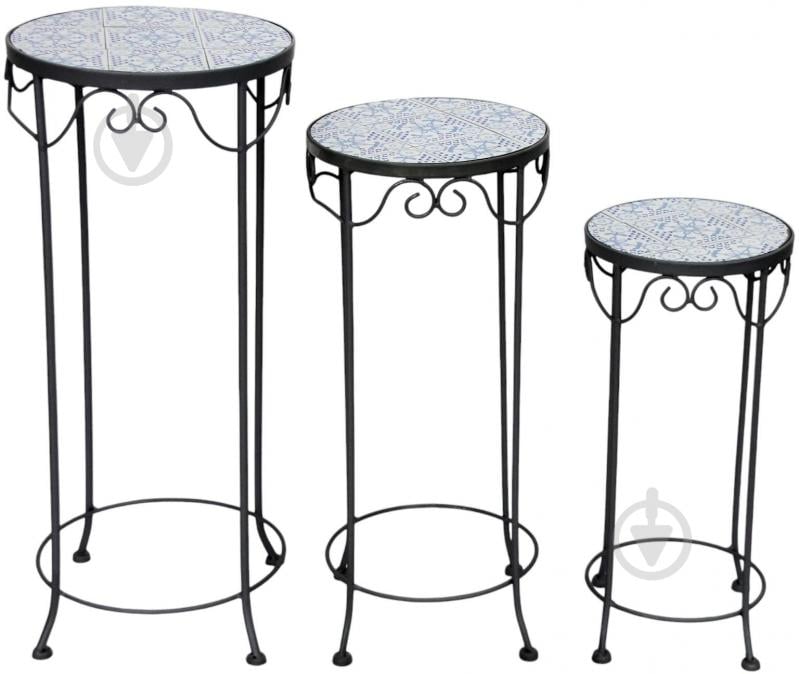 Підставка для квітів одинарна метал мозаїка круг M JF200171-2 260x580 см блакитний - фото 2 Підставка для квітів одинарна метал мозаїка круг M JF200171-2 260x580 см блакитний - фото 2