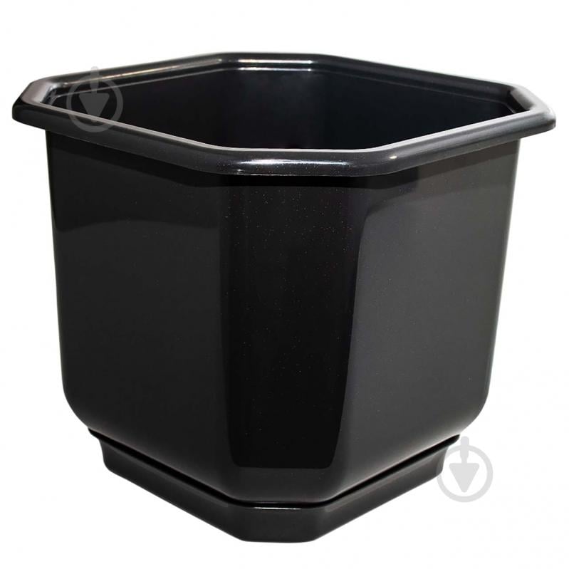 Вазон пластиковий Дама з підставкою 16х16 см квадратний граніт 2 л Алеана - фото 1 Вазон пластиковий Дама з підставкою 16х16 см квадратний граніт 2 л Алеана - фото 1