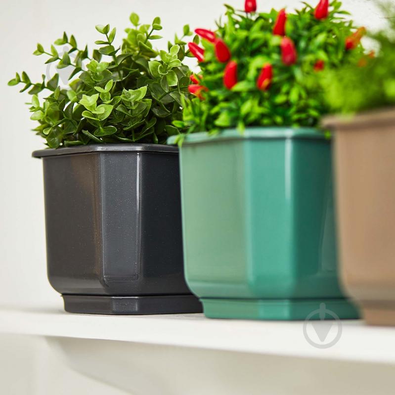 Вазон пластиковий Дама з підставкою 16х16 см квадратний граніт 2 л Алеана - фото 3 Вазон пластиковий Дама з підставкою 16х16 см квадратний граніт 2 л Алеана - фото 3