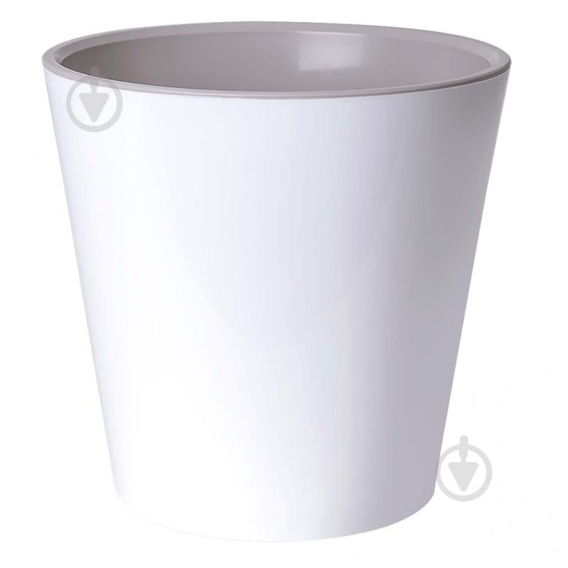 Вазон пластиковый Деко со вст. 13х12,5 см круглый белый/белый 1,1 л Алеана - фото 1