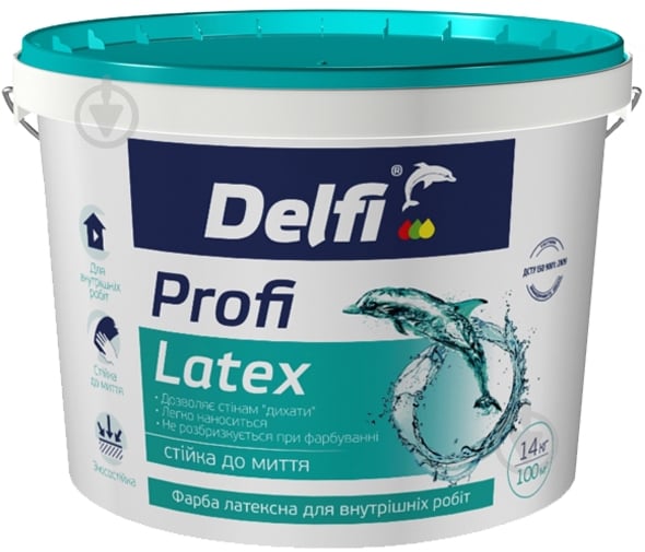 Фарба акрилова Delfi Profi Latex мат білий 14 кг - фото 1