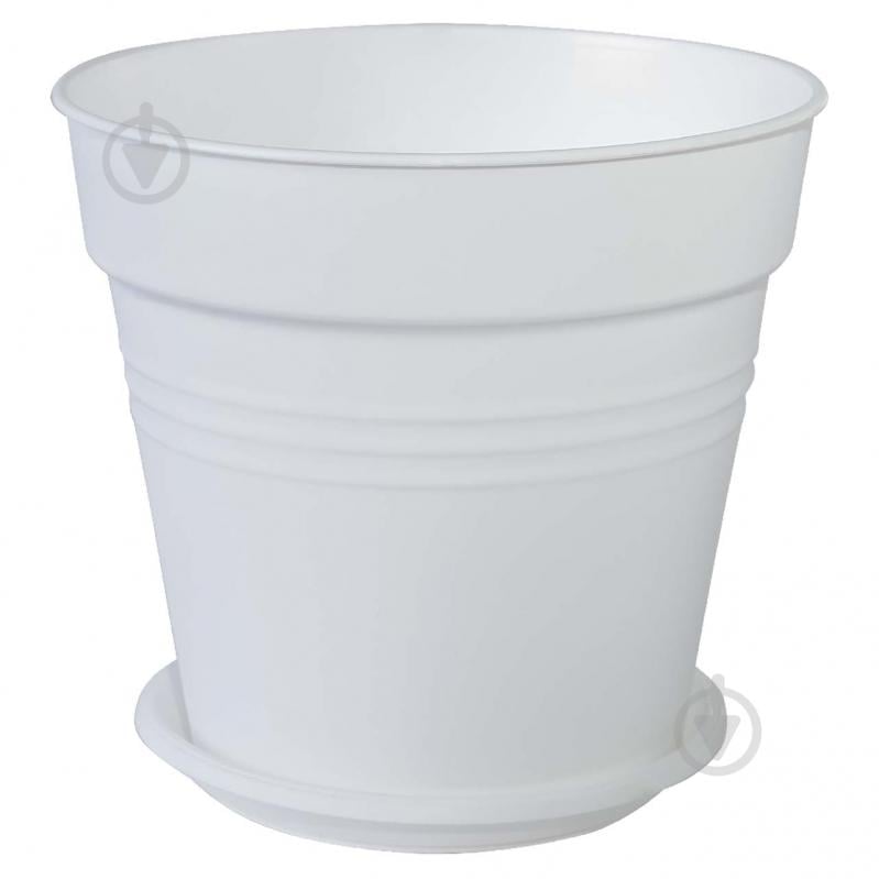 Вазон пластиковий Глорія з підставкою 11х10,2 см круглий білий 0,6 л Алеана - фото 1