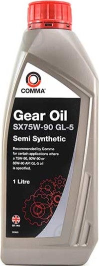 Масло трансмиссионное COMMA Gear Oil GL5 75W-90 1 л (SX75W90 GL5 1L SEMIS.) - фото 1