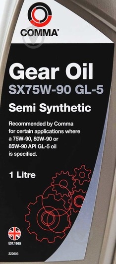 Масло трансмиссионное COMMA Gear Oil GL5 75W-90 1 л (SX75W90 GL5 1L SEMIS.) - фото 2