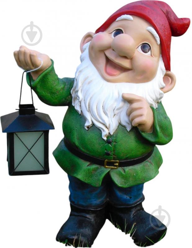 Фігурка декоративна Гном з ліхтарем 26х17х36 см - фото 1 Фігурка декоративна Гном з ліхтарем 26х17х36 см - фото 1