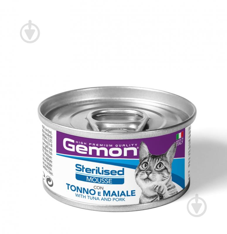 Корм вологий GEMON Sterilised, тунeць та свинина 80 г - фото 1
