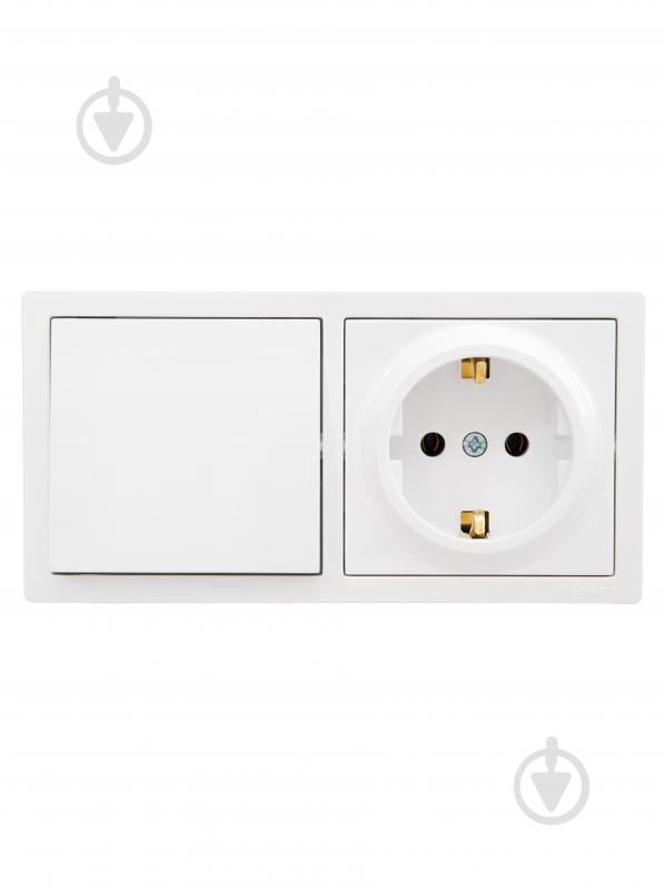 Розетка + выключатель одноклавишный Lezard LETO белый 752-0200-170BAP - фото 1
