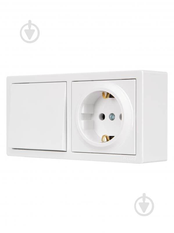 Розетка + выключатель одноклавишный Lezard LETO белый 752-0200-170BAP - фото 2
