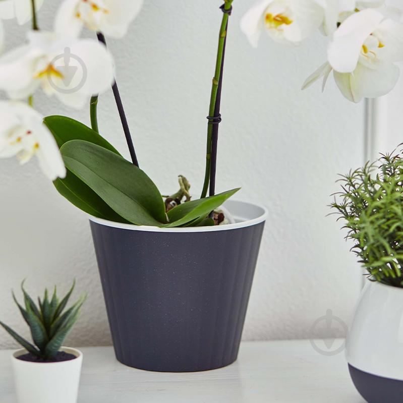 Вазон Ибис 13,0х11,2 см круглый гранит/белый 0,86 л Алеана - фото 4