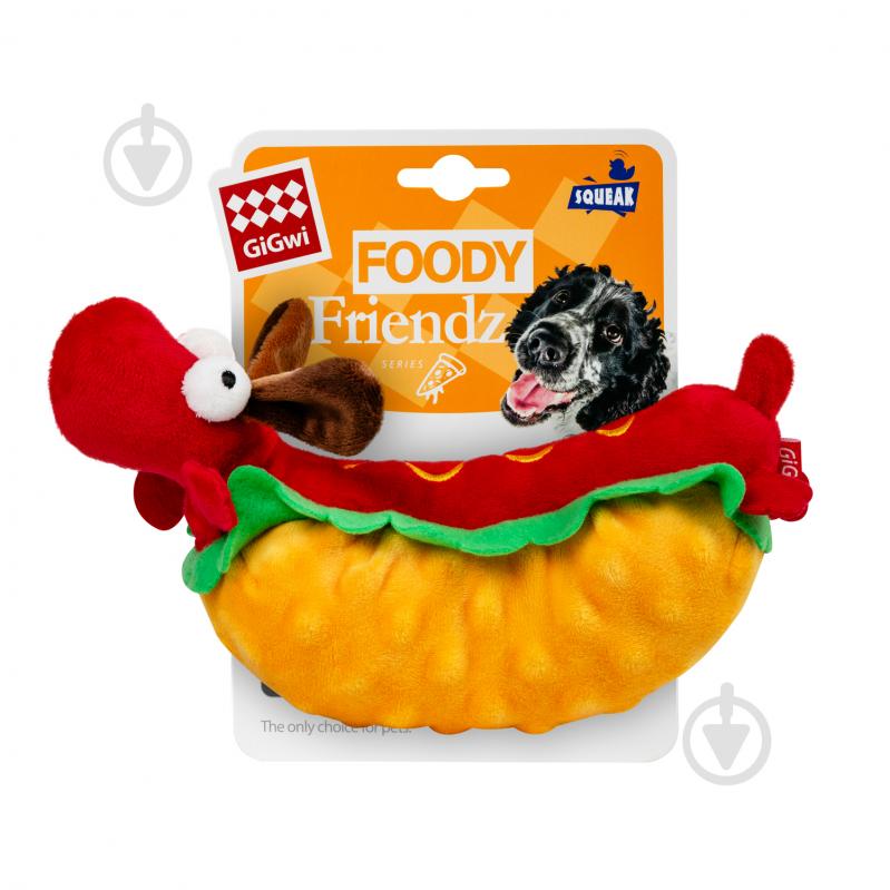 Іграшка для собак GiGwi Foody Friends Хот-Дог різнокольоровий 24 см - фото 2