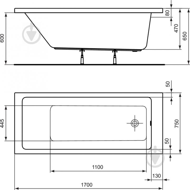 Ванна акриловая Ideal Standard Strada 170х70 см - фото 2