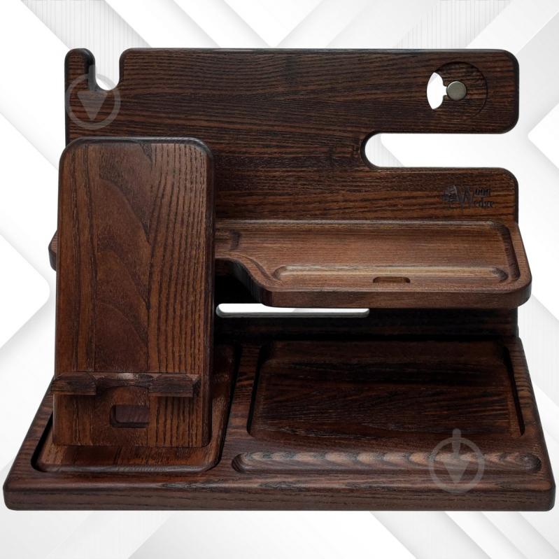 Набір настільний Wood Wedge дерев"яний органайзер-тримач для телефону , навушників, окулярів 26.5x15x17см , колір коричневий - фото 7