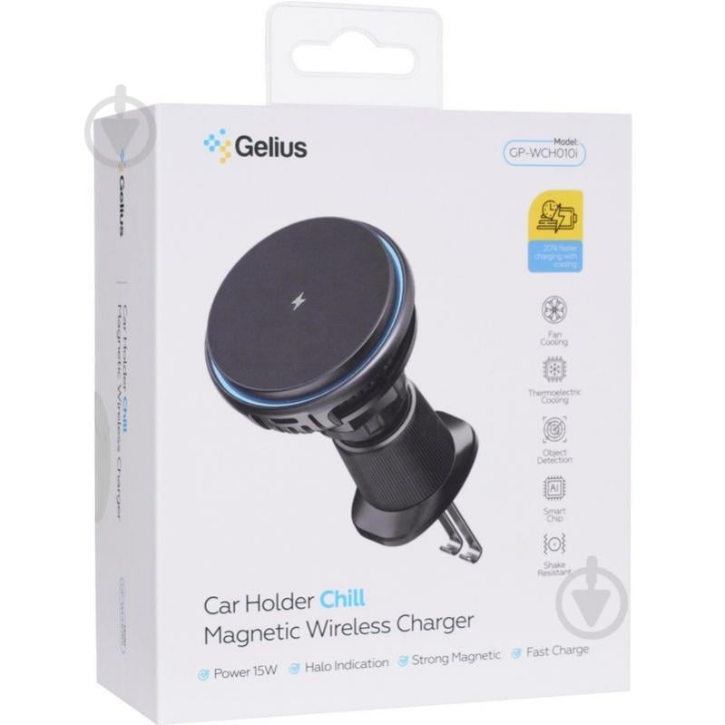 Держатель с беспроводной зарядкой Chill GP-WCH010i Magnetic Wireless Charging 15W Gelius черный - фото 8