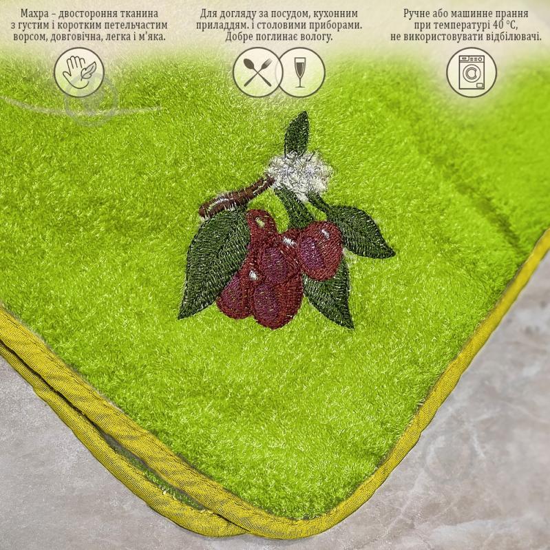 Набор полотенец кухонных Слива 4 шт. 50x50 см оливковый Zastelli - фото 2