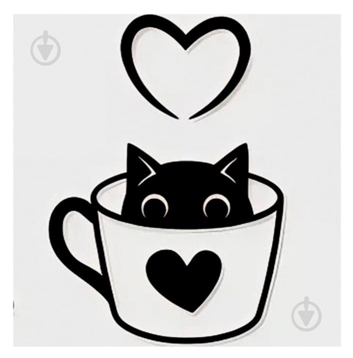 Панно декоративне Brushme Кошеня в чашці 45x25 см чорний - фото 1 Панно декоративне Brushme Кошеня в чашці 45x25 см чорний - фото 1