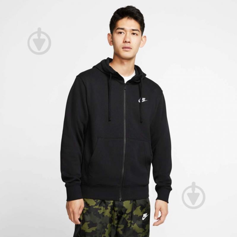 Джемпер Nike M NSW CLUB HOODIE FZ FT BV2648-010 р. 3XL черный - фото 1