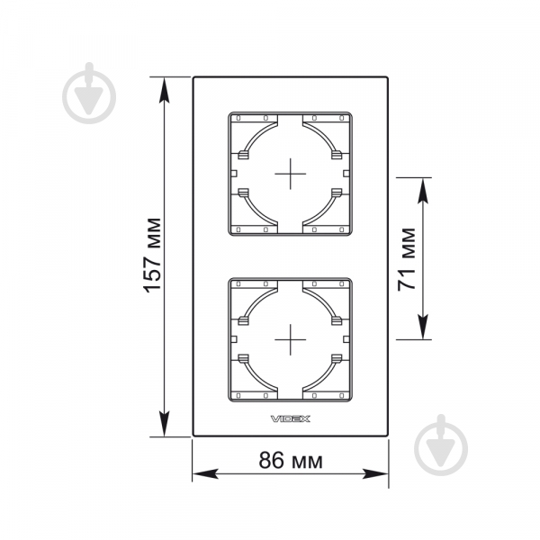 Рамка двомісна Videx Binera вертикальна чорне скло VF-BNFRG2V-B - фото 3