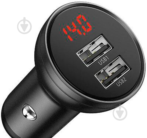 Автомобильное зарядное устройство BASEUS Digital Display Dual USB 4.8 A Car Charger 24 W Grey - фото 3