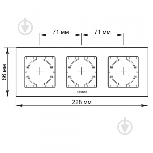 Рамка трехместная Videx Binera горизонтальная черный VF-BNFRA3H-B - фото 3