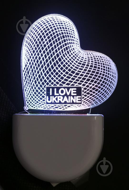 Ночник 3D Led Aukes I love Ukraine 3D LED RGB 0,5 Вт белый - фото 1