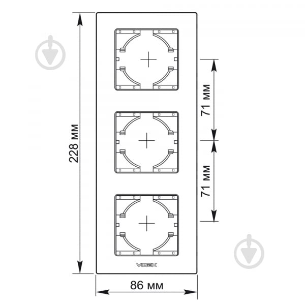 Рамка тримісна Videx Binera вертикальна мідний VF-BNFRA3V-CP - фото 3