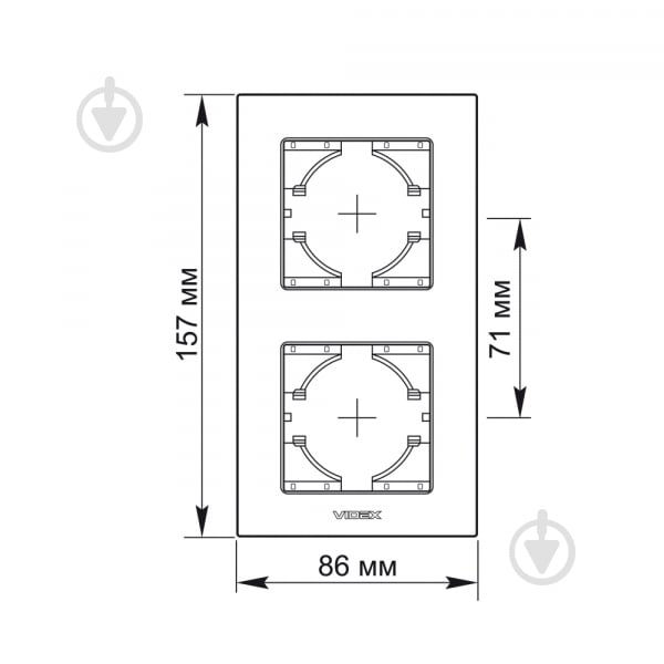 Рамка двухместная Videx Binera вертикальная черный VF-BNFRA2V-B - фото 3