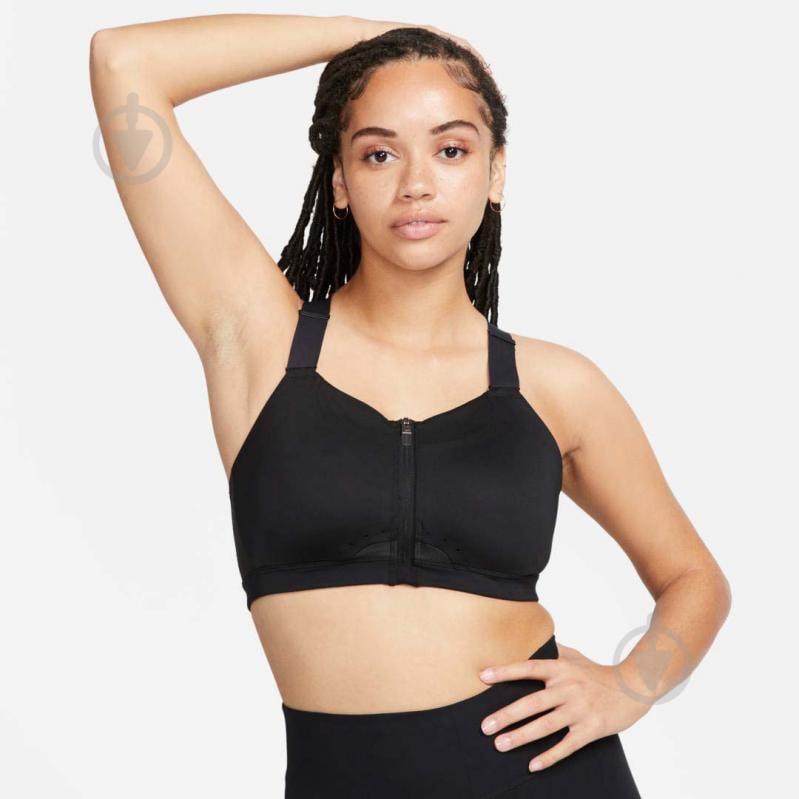 Бра Nike W NK DF ALPHA ZIP-FRONT BRA DD0436-010 р.L-F/G чорний - фото 1