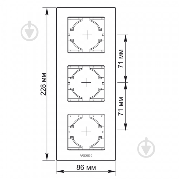 Рамка трехместная Videx Binera вертикальная черный VF-BNFRA3V-B - фото 3