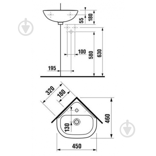 УЦЕНКА! Умывальник Jika 1661.2 Олимп_New 45x46 см H8166120001041 (УЦ №165) - фото 2