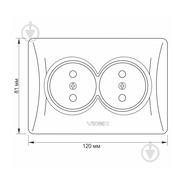 Розетка подвійна без заземлення Videx Binera IP20 кремовий VF-BNSK2-CR - фото 4
