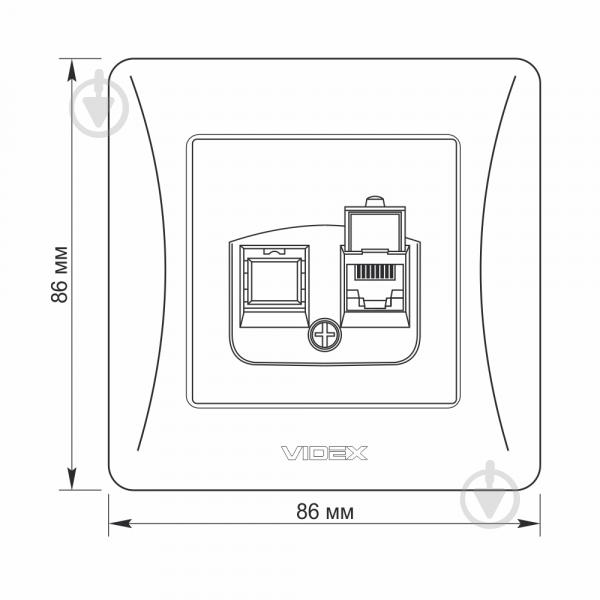 Розетка комп’ютерна Videx Binera CAT6 PC IP20 чорний графіт VF-BNSK1PC6-BG - фото 4