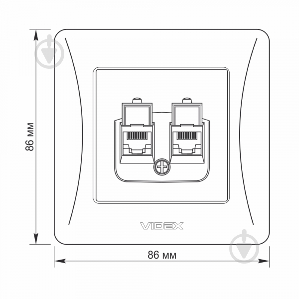 Розетка комп'ютерна + телефонна подвійна Videx Binera CAT6+CAT3 IP20 чорний графіт VF-BNSK2PC6TF3-BG - фото 4