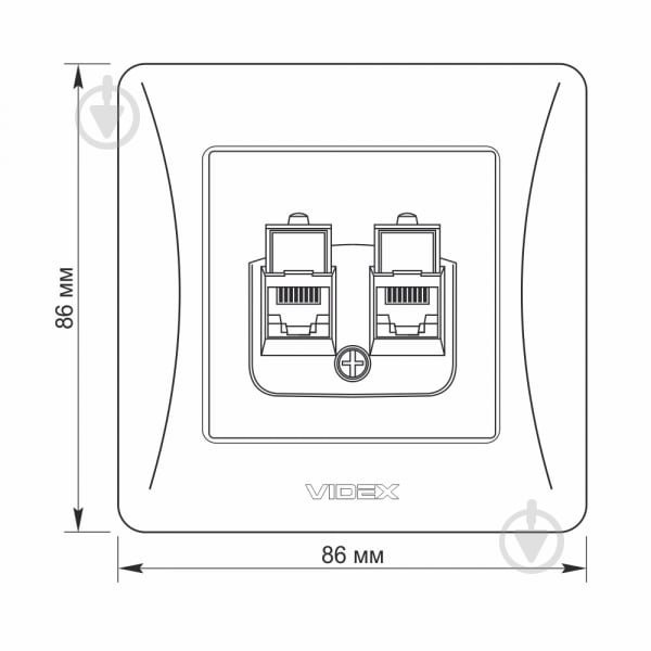 Розетка комп'ютерна + телефонна подвійна Videx Binera CAT6+CAT6 РС IP20 срібний шовк VF-BNSK2PC6-SS - фото 3