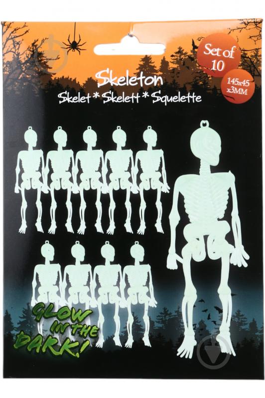 Набір декору на Гелловін 10 скелетів що світяться в темряві 109590150 - фото 3