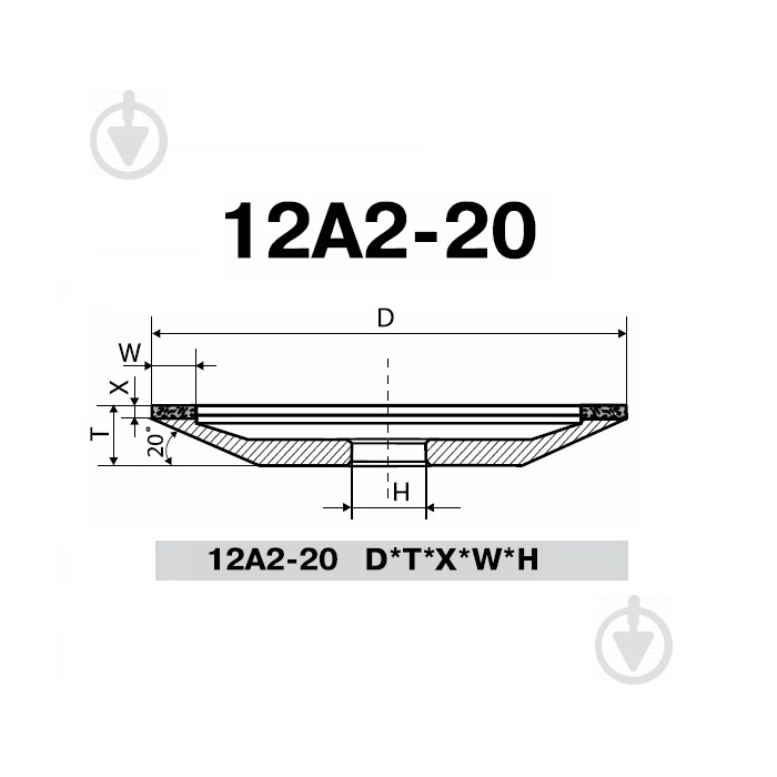 Круг шліфувальний PDT 12А2-20 125x16x2x6x32 100/80 БАЗИС АС4 В2-01 ОБ П 5-0010 - фото 2